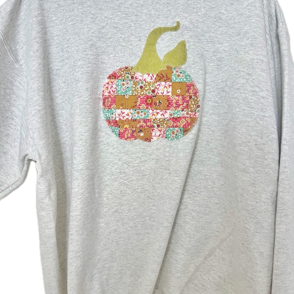 Gray Pumpkin Patchwork Sweatshirt - image 2
